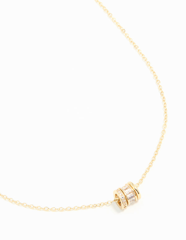 Gold Plated Brass Cubic Zirconia Rondell Necklace