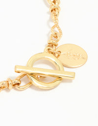 Gold Plated Brass Plain Chain T & O Bracelet - link has visual effect only