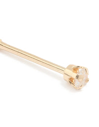 14K Solid Yellow Gold Cubic Zirconia Nose Piercing Stud - link has visual effect only