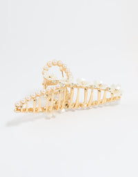 Gold Pearl Flower Twist Claw Clip - link has visual effect only