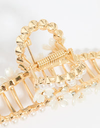 Gold Pearl Flower Twist Claw Clip - link has visual effect only