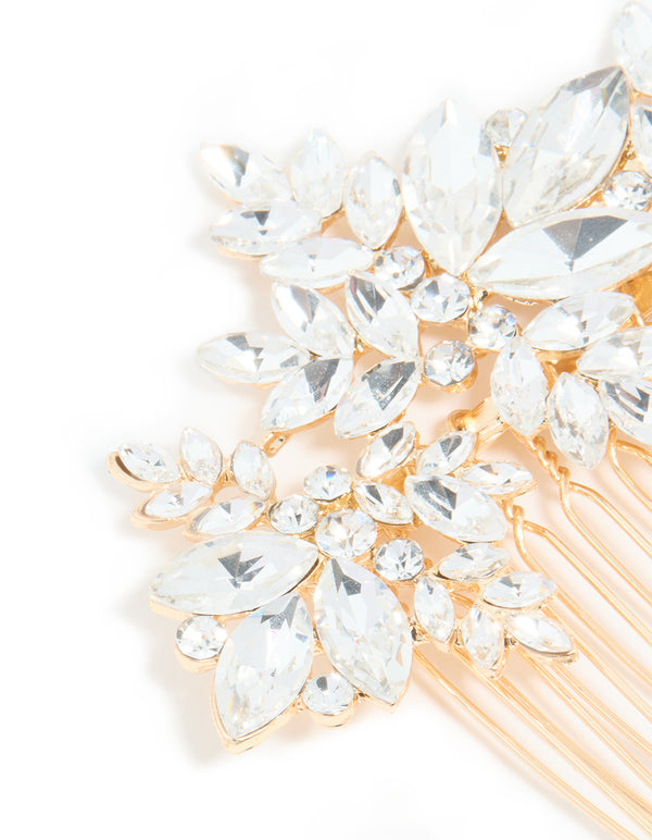 Gold Diamante Navette Hair Comb