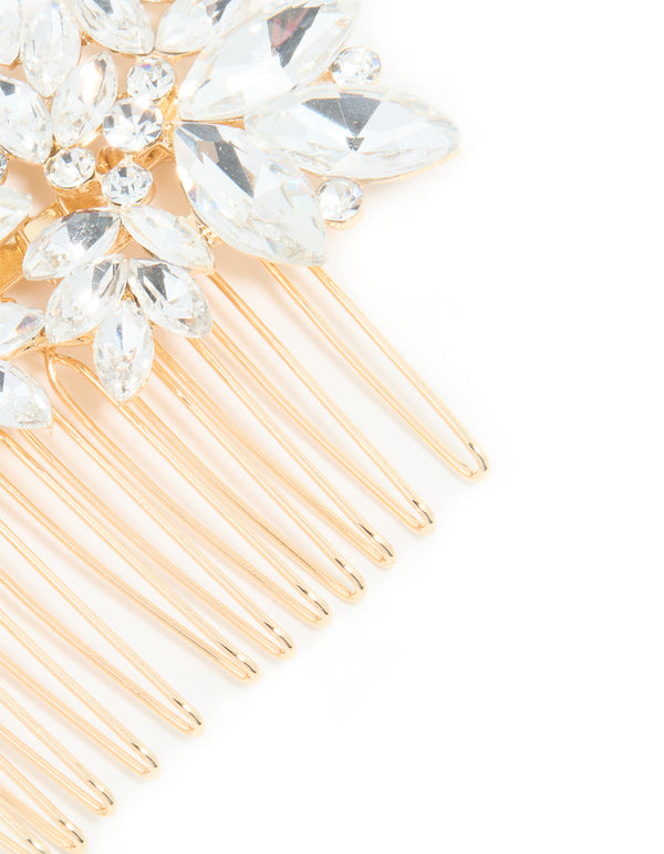 Gold Diamante Navette Hair Comb