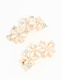 Gold Cat Eye Flower Hair Clips 2-Pack - link has visual effect only