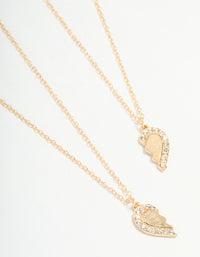 Gold Diamante Heart Friendship Necklaces 2-Pack - link has visual effect only