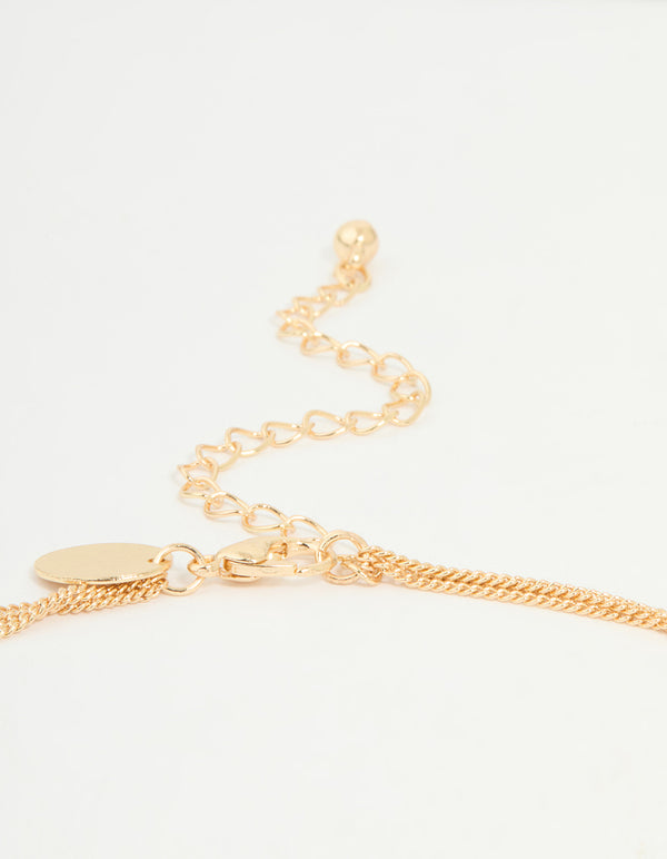 Gold Diamante Heart Layered Necklace