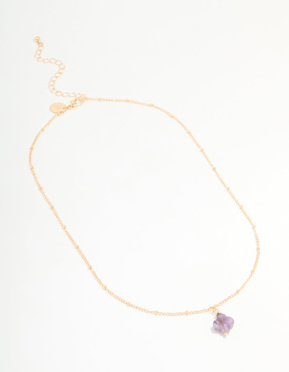 Gold Semi Precious Stone Cross Pendant Ball Chain Necklace