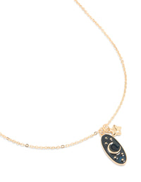 Gold Dark Blue Enamel Moon & Star Necklace - link has visual effect only