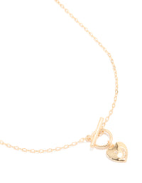 Gold Puffy Heart T-Bar Necklace - link has visual effect only
