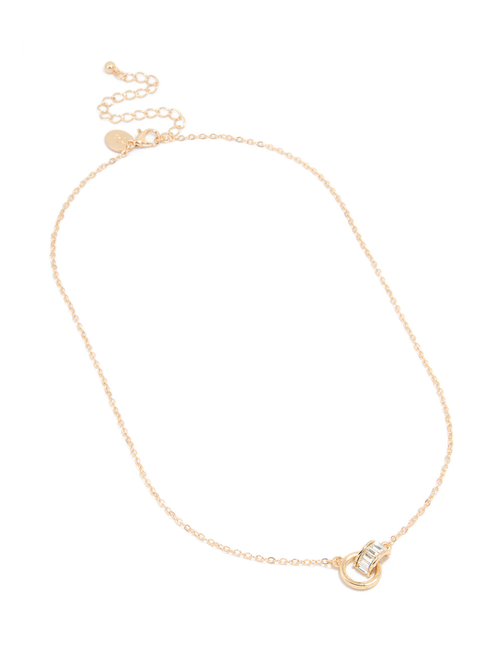 Gold Diamante Circle Pendant Necklace