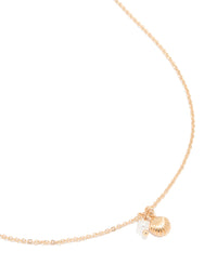 Gold Shell & Pearl Pendant Necklace - link has visual effect only