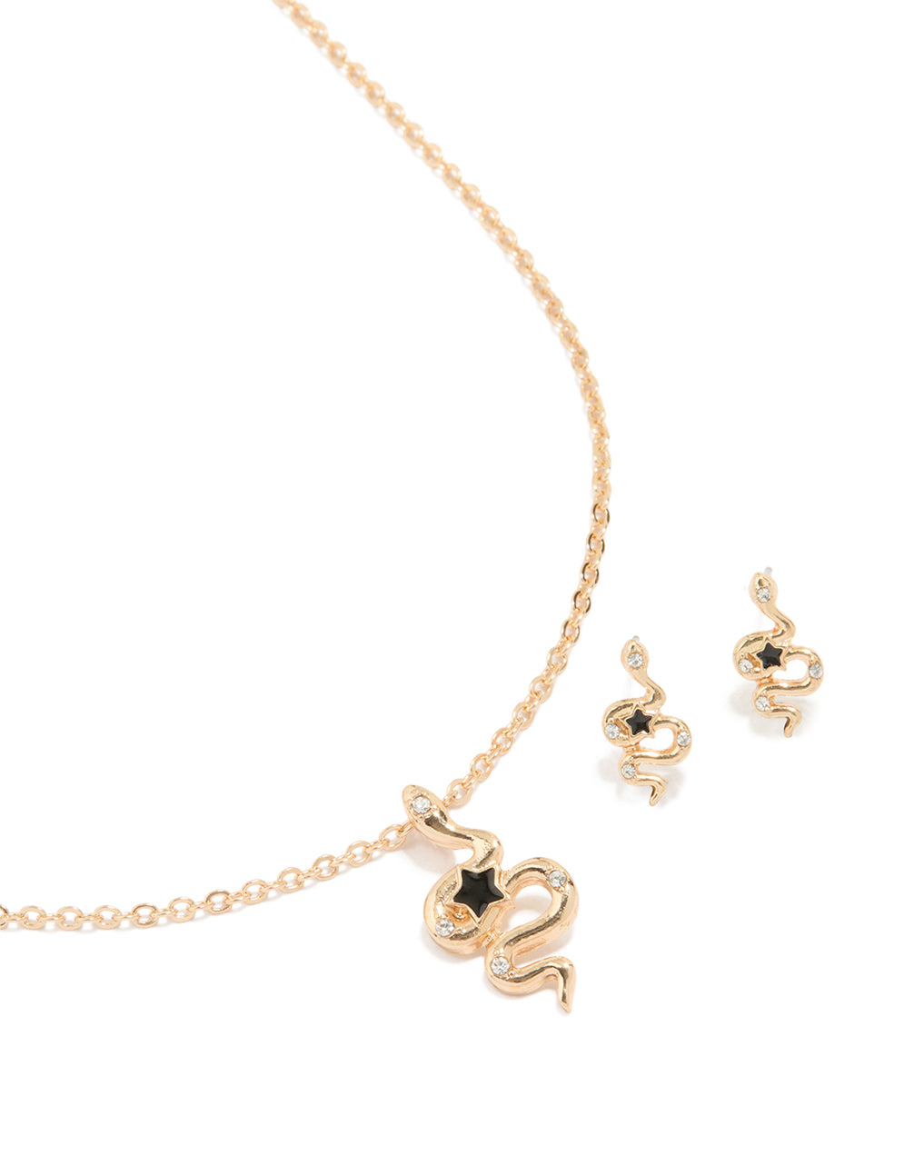 Gold Snake Necklace & Earrings Set