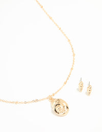Gold Conch Shell Necklace & Earrings Set - link has visual effect only