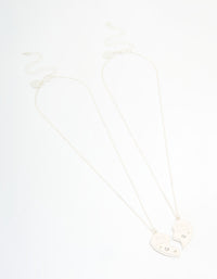 Kids Silver Beaded Sisters Heart Necklaces 2-Pack - link has visual effect only