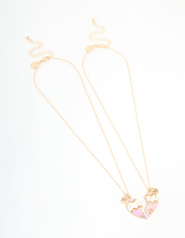 Kids Gold BFF Heart Necklaces 2-Pack