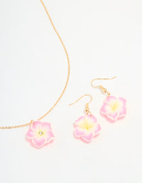 Kids Frangipani Flower Necklace & Earrings Pack - link has visual effect only