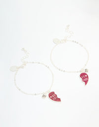 Kids Silver Heart BFF Bracelets 2-Pack - link has visual effect only