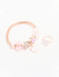Kids Rose Gold Cat Bracelet & Ring Set - link has visual effect only