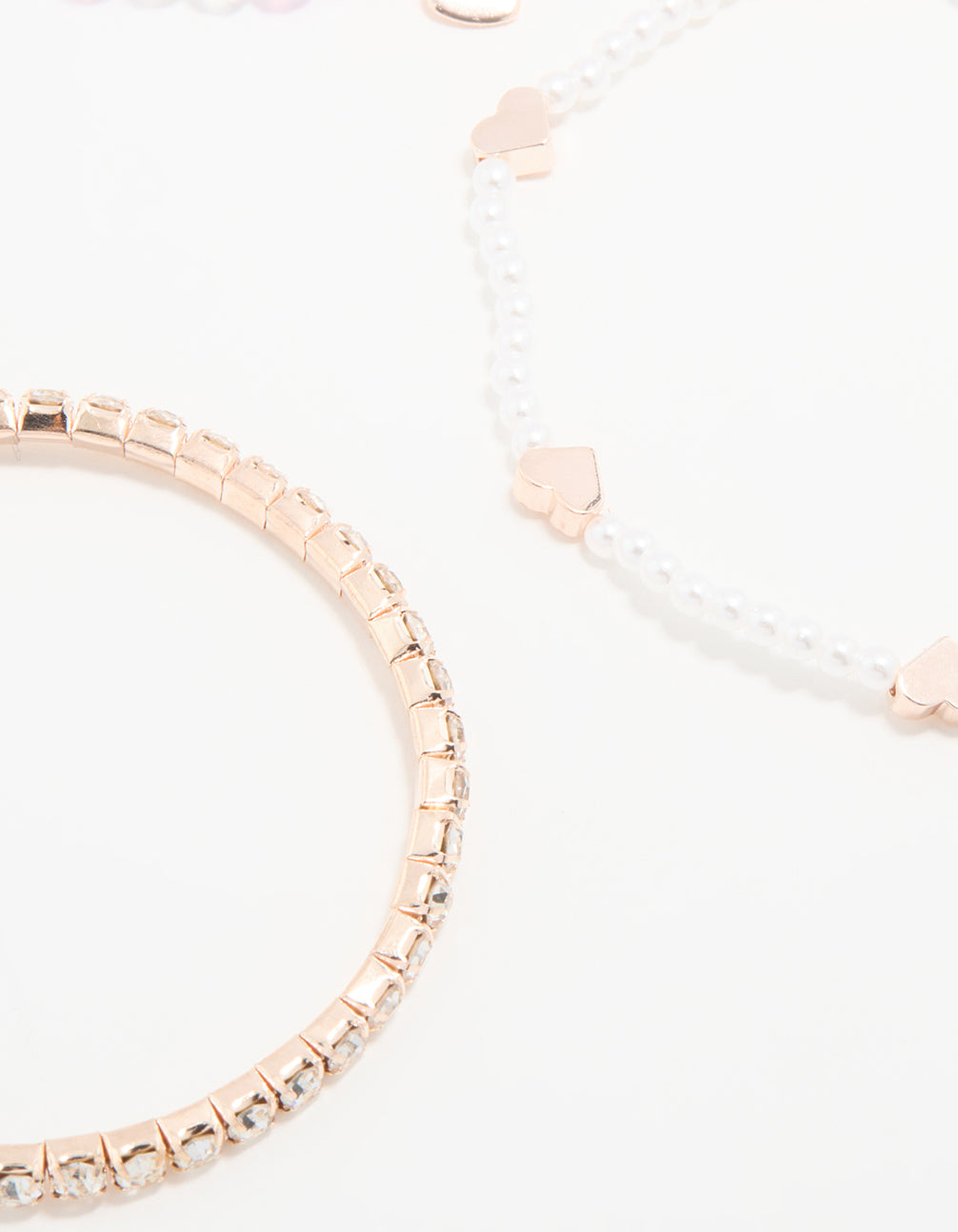 Kids Beaded & Pearl Heart Stretch Bracelets 4-Pack