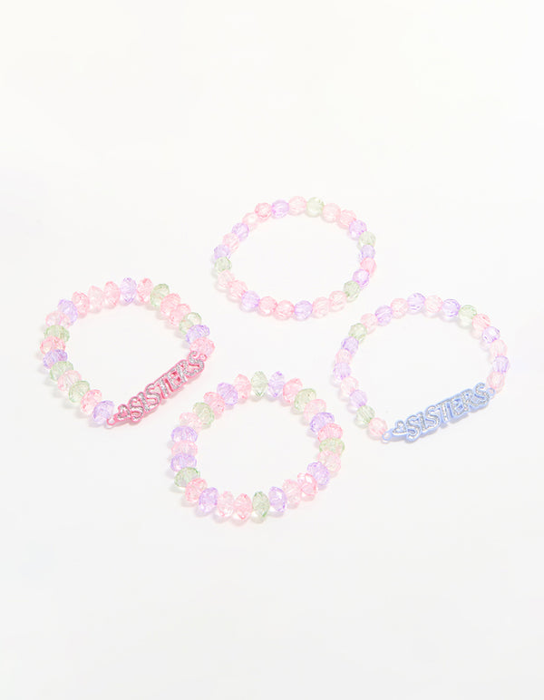 Kids Beaded Sister Stretch Bracelets 4-Pack