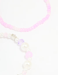 Kids Pink & White Beaded Stretch Bracelets Pack - link has visual effect only