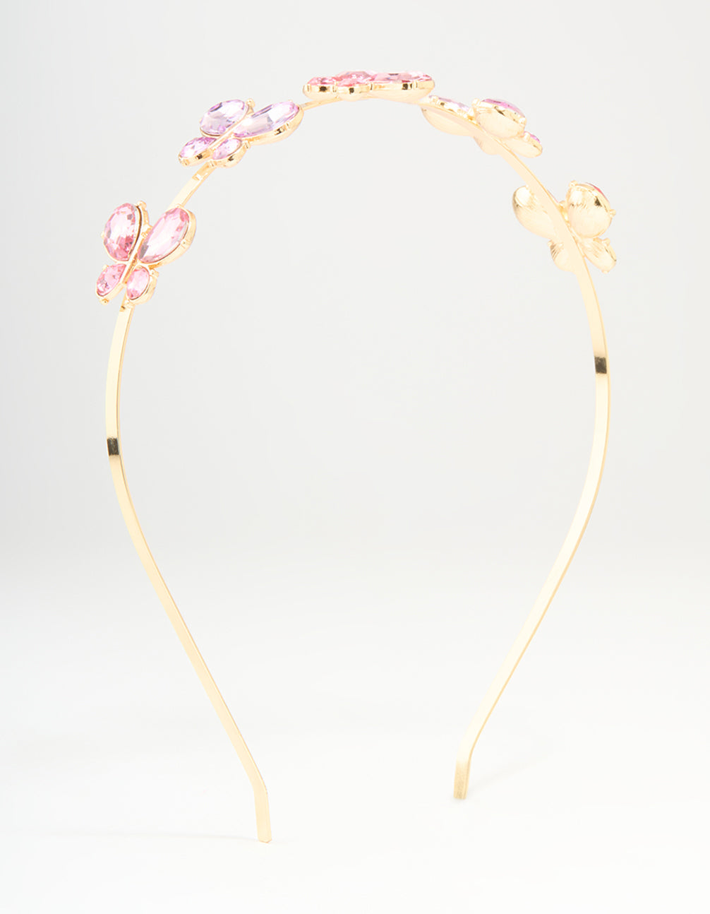 Kids Gold Pink Butterfly Headband