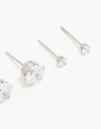 Waterproof Stainless Steel Cubic Zirconia & Pearl Stud Earrings 4-Pack - link has visual effect only