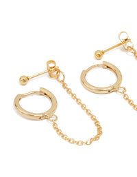 Waterproof Gold Plated Stainless Steel Cubic Zirconia & Sleek Huggie Earrings 3-Pack - link has visual effect only