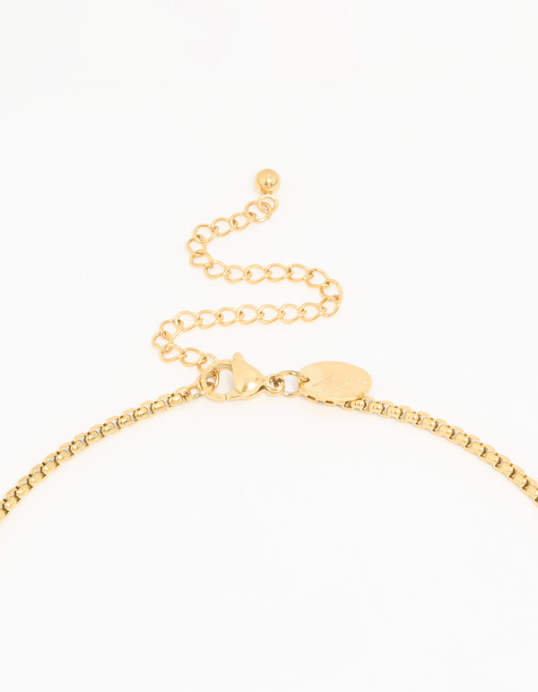 Waterproof Gold Plated Stainless Steel Rectangle Pendant Long Necklace