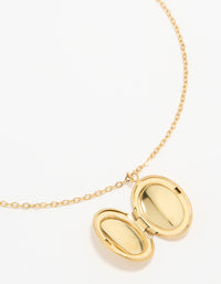 Waterproof Gold Plated Stainless Steel Oval Locket Short Necklace - link has visual effect only