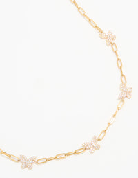 Waterproof Gold Plated Stainless Steel Cubic Zirconia Butterfly Chain Necklace - link has visual effect only