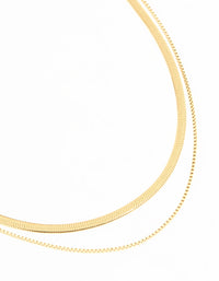 Waterproof Gold Plated Stainless Steel Snake Chain Fine Layered Necklace - link has visual effect only