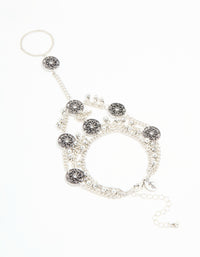 Antique Silver Coin Hand Chain - link has visual effect only