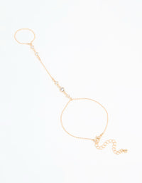 Gold Cubic Zirconia Bezel Hand Chain - link has visual effect only