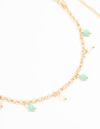 Gold Beaded & Chain Anklets 2-Pack - link has visual effect only