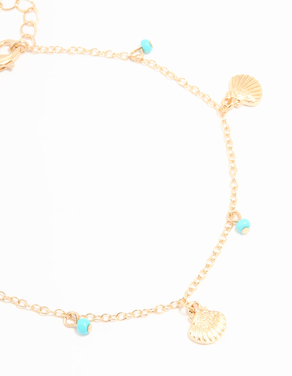 Gold Bead Shell & Tiny Starfish Anklets 2-Pack
