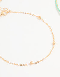 Gold Blue Rope Shell Charm & Chain Anklets 2-Pack - link has visual effect only
