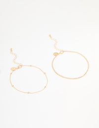 Gold Diamante & Ball Anklets 2-Pack - link has visual effect only