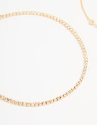 Gold Pearl Flower & Diamante Tennis Anklets 2-Pack - link has visual effect only