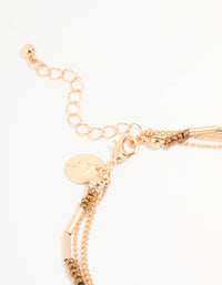 Antique Gold Blue Beaded & Leaf Layered Anklet - link has visual effect only