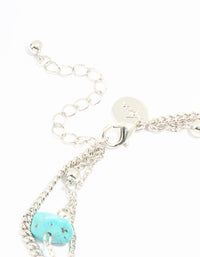Silver Turquoise Stone & Chain Layered Anklet - link has visual effect only