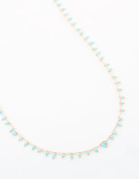 Gold Blue Beaded Waist Chain - link has visual effect only