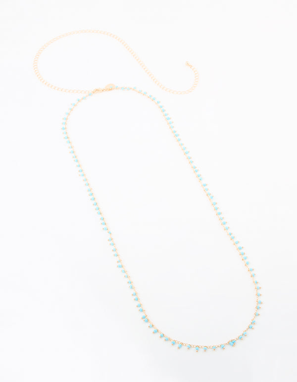 Gold Blue Beaded Waist Chain