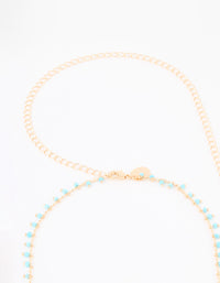 Gold Blue Beaded Waist Chain - link has visual effect only