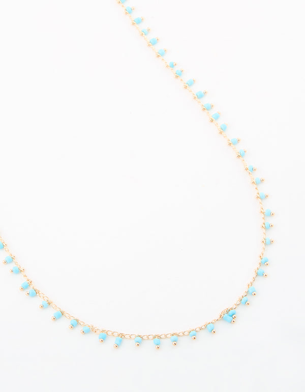 Gold Blue Beaded Waist Chain