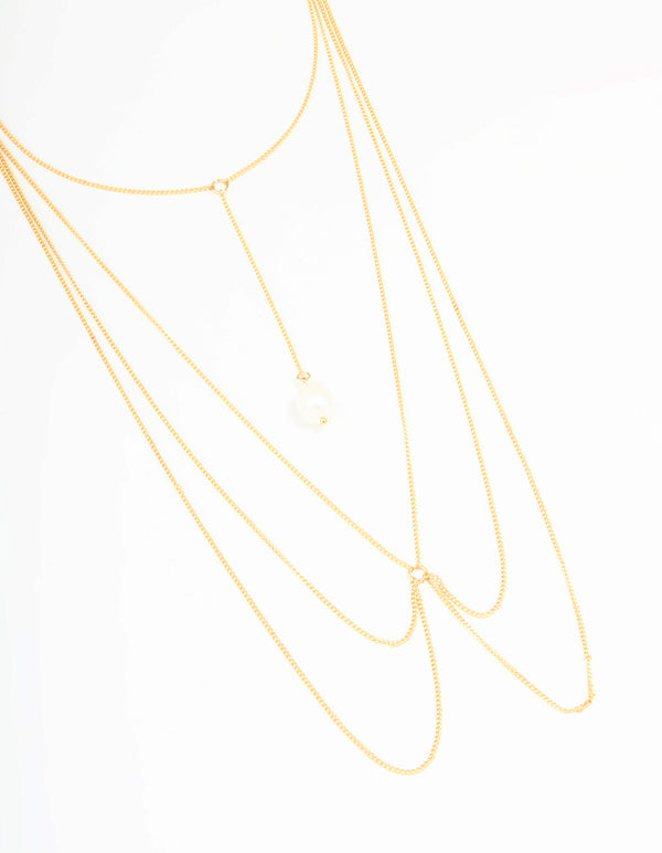 Gold Pearl Layered Body Chain