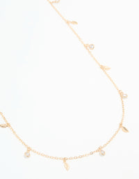 Gold Cubic Zirconia Leaf Waist Chain - link has visual effect only