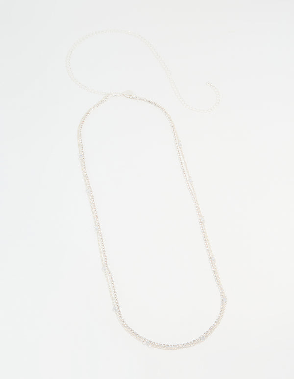 Silver Diamante Cupchain Waist Chain