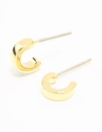 Gold Plated Cubic Zirconia Plain & Baguette Hoop Earrings 2-Pack - link has visual effect only