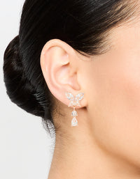 Rose Gold Plated Cubic Zirconia Butterfly Teardrop Stud Earrings - link has visual effect only